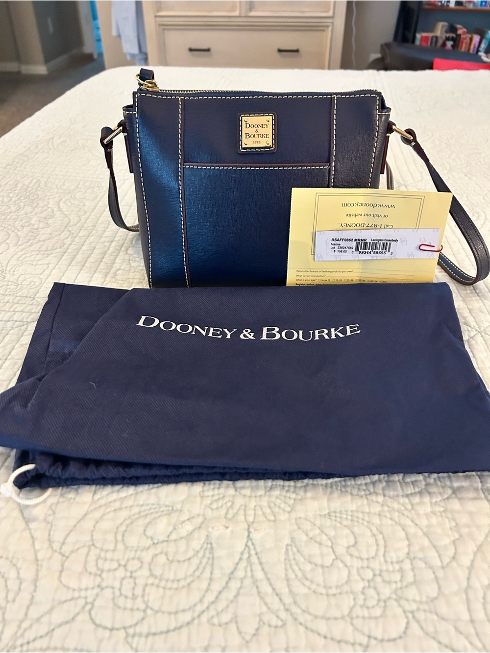Dooney & Bourke Small Lexington Crossbody Saffiano Leather in Marine Blue, EUC
